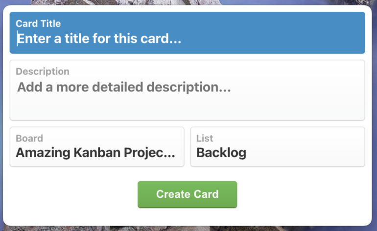 Thêm thẻ Trello mới vào bảng Dự án Kanban tuyệt vời với tính năng Thẻ nhanh.