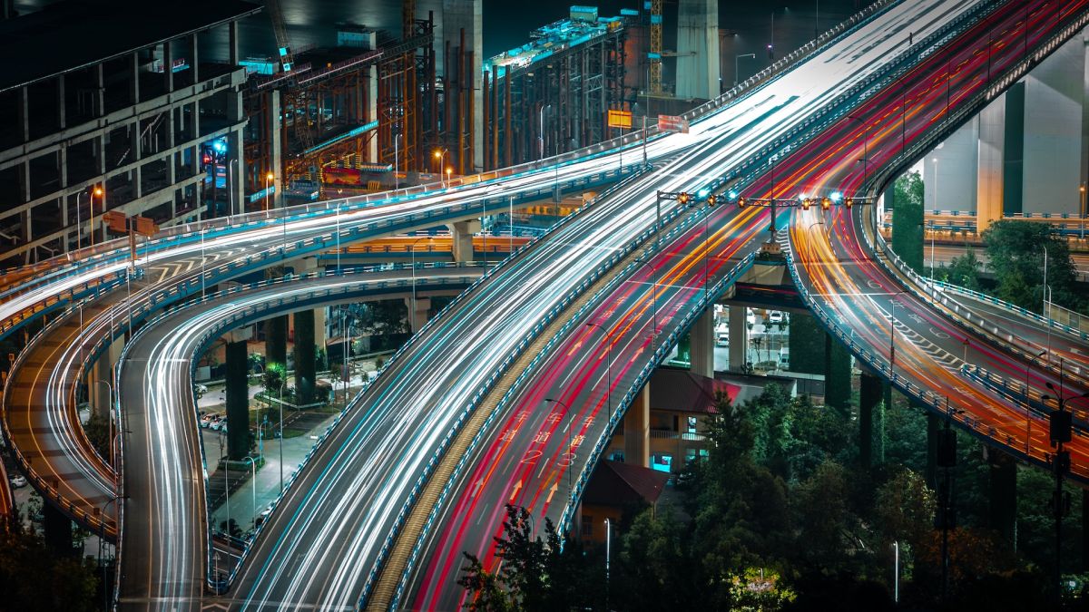 Timelapse or vehicles on a freeway