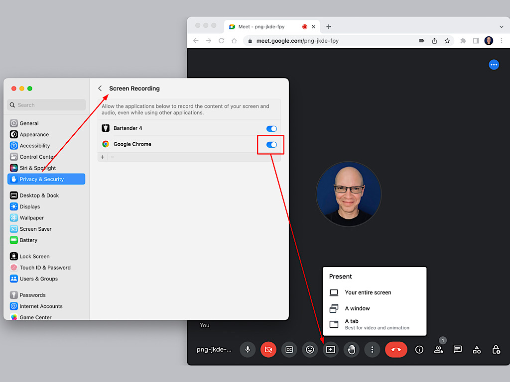 Cách chia sẻ màn hình trong Google Meet cho MacOS