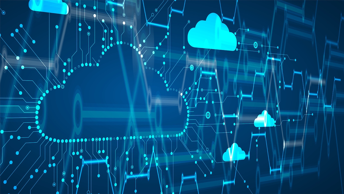 Connected clouds on a circuit board.