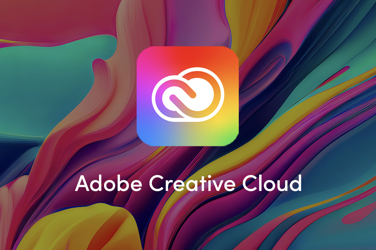 The Adobe Creative Cloud logo on a rainbow background.