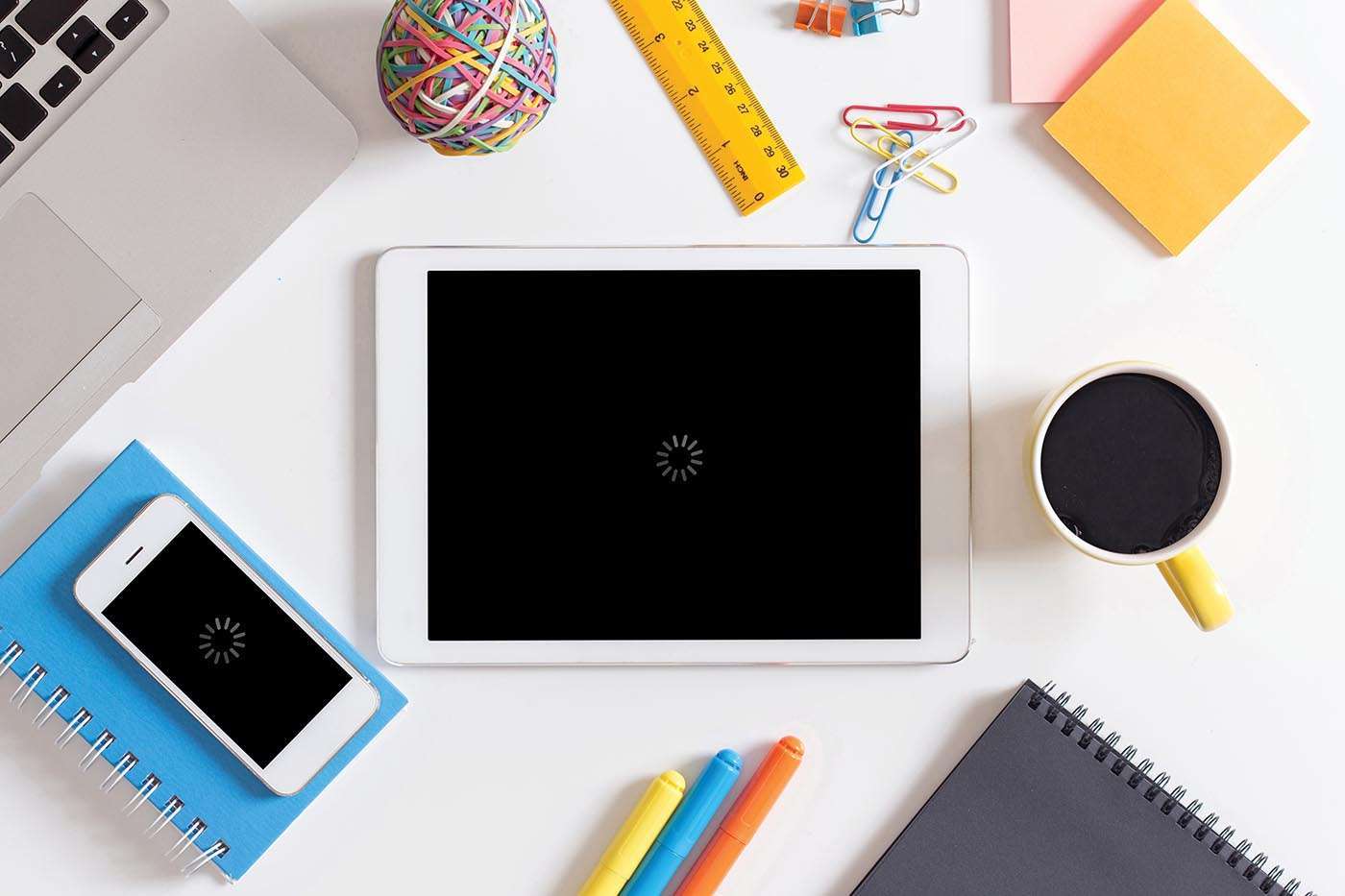 iPhone and iPad on the office table.