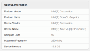 Ảnh chụp màn hình Trình duyệt Geekbench hiển thị thông số đồ họa của bộ xử lý Panther Lake sắp ra mắt.