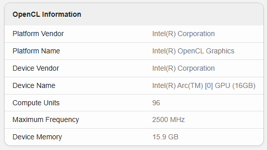 Ảnh chụp màn hình Trình duyệt Geekbench hiển thị thông số đồ họa của bộ xử lý Panther Lake sắp ra mắt.